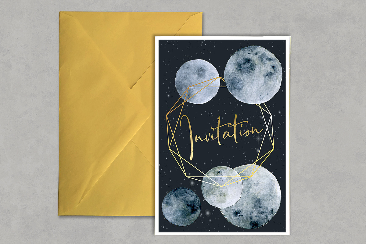 Watercolor Set Moon Phases, a Texture Illustration by paperlions (Photo 4 of 5)