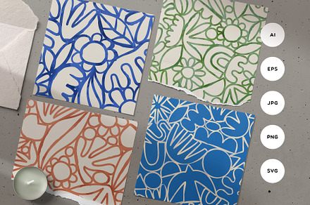 Abstract Watercolor Nature Patterns, a Pattern Graphic by Dedraw Studio