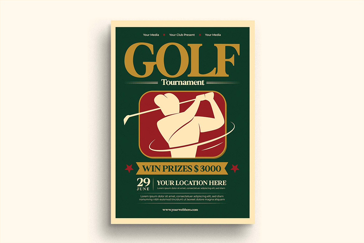 Green Retro Golf Tournament Flyer, a Flyer Template by megarez (Photo 1 of 3)