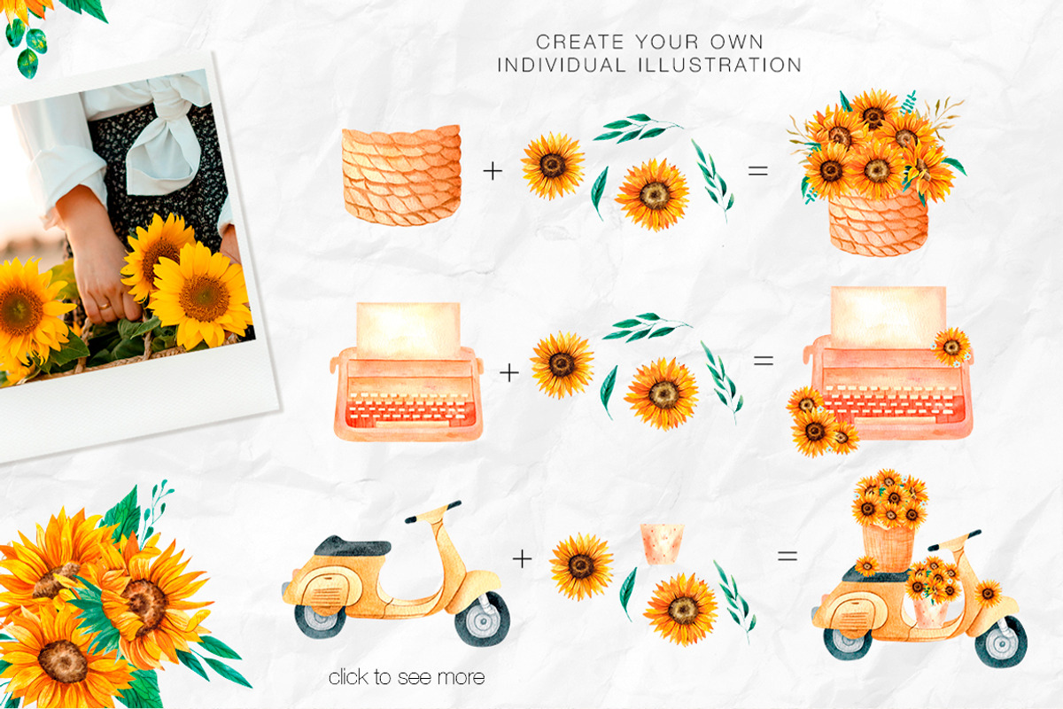 Watercolor Sunflowers Collection, an Illustration by Art Dari Autumn (Photo 8 of 15)