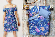 Romantic Blue Botanical Floral Print, a Pattern Graphic by Gullenda (Thumbnail 4 of 6)