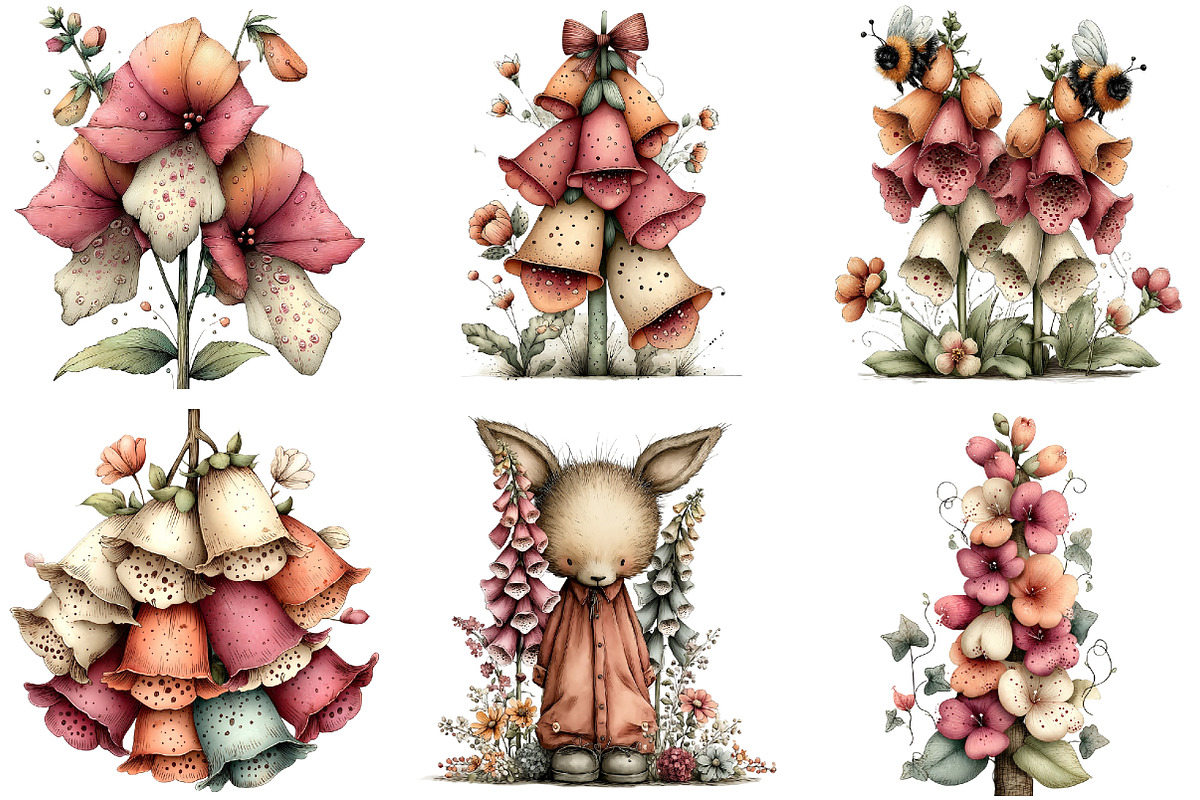 Whimsical Easter Foxglove Clipart, an Illustration by DreamArtGraphic (Photo 4 of 5)