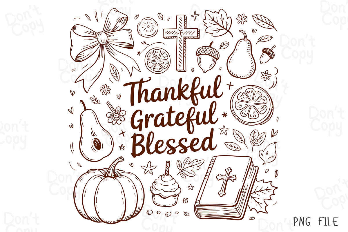 Thankful Grateful Blessed PNG, a Graphic by Clipart Bloom (Photo 1 of 2)