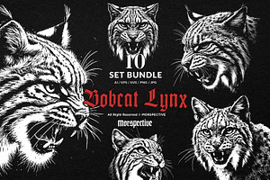 10 Bundle Dark Art Bobcat Lynx Tiger, an Illustration by Morspective