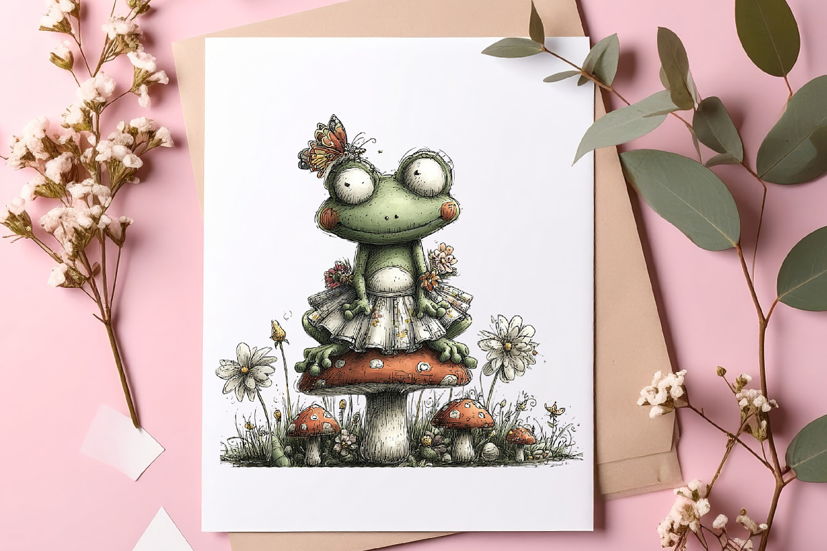Whimsical Watercolor Frog Clipart, an Illustration by SinaCreation (Photo 6 of 9)