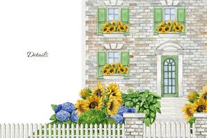 Watercolor Provence House Clipart