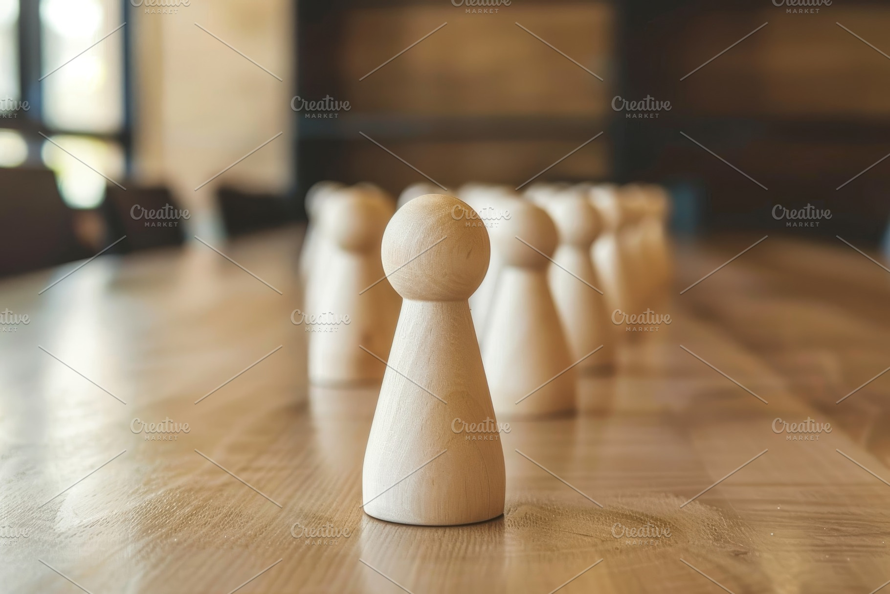 Group of wooden pawns arranged on to, a Photo by Iftikhar Alam