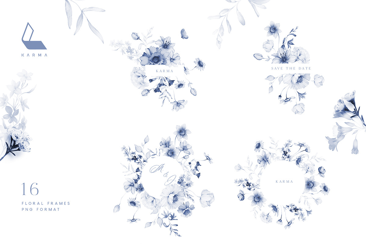 Gwinnett | Indigo | Botanical set, a Decorative Illustration by Karma (Photo 9 of 16)