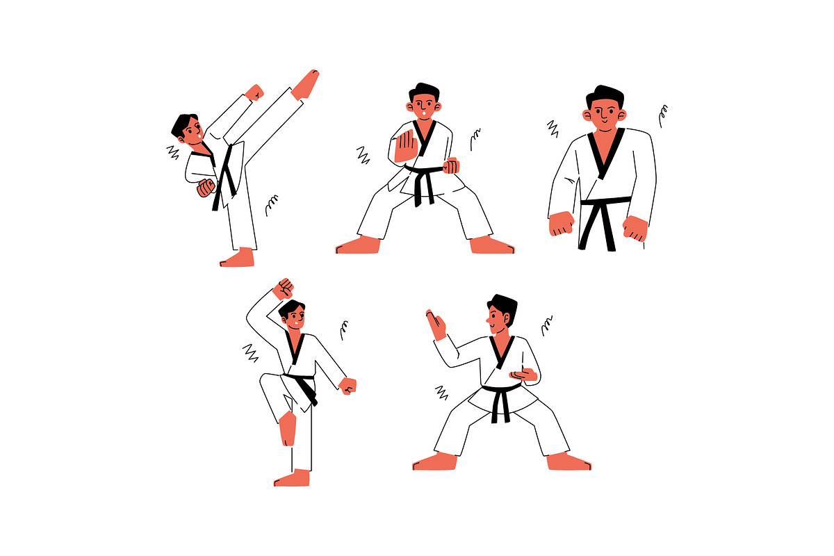 Taekwondo Man Character Vol 1, a Sport Illustration by SLAB! Design (Photo 3 of 3)