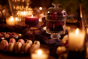 Festive table decor creating a warm atmosphere with flickering c, a Photo by Studio ANNA