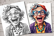 Crazy Old Ladies Coloring Pages, a Decorative Illustration by Ink Gallery (Thumbnail 2 of 7)