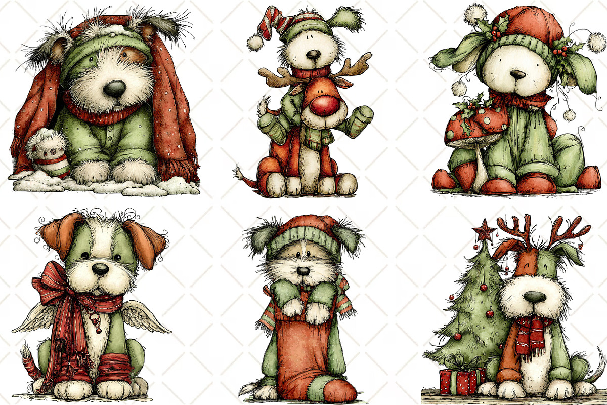 Whimsical Christmas Dog Clipart, an Animal Illustration by Black Bird Studio (Photo 4 of 6)