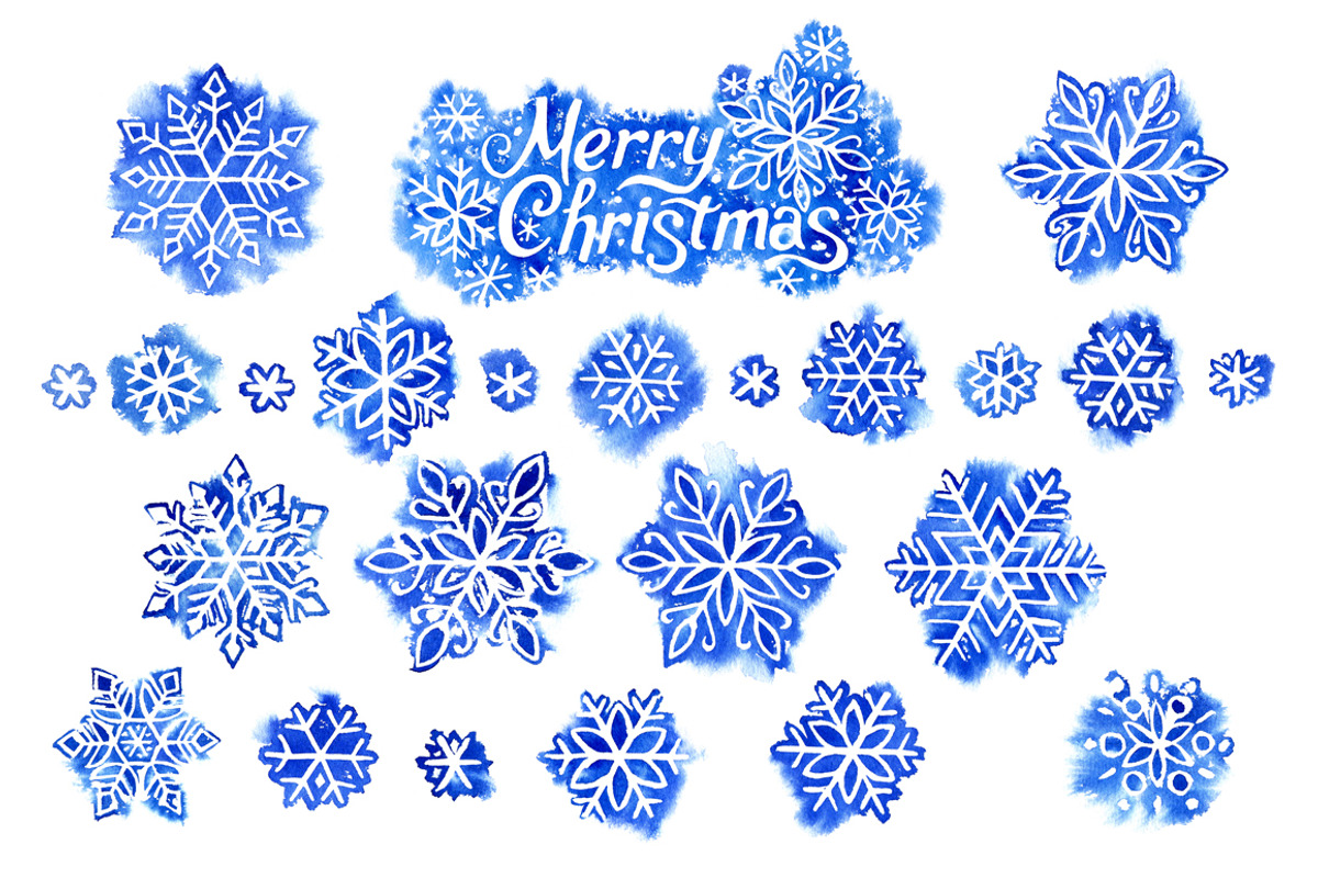 watercolor snowflake, an Illustration by ognivo (Photo 2 of 3)