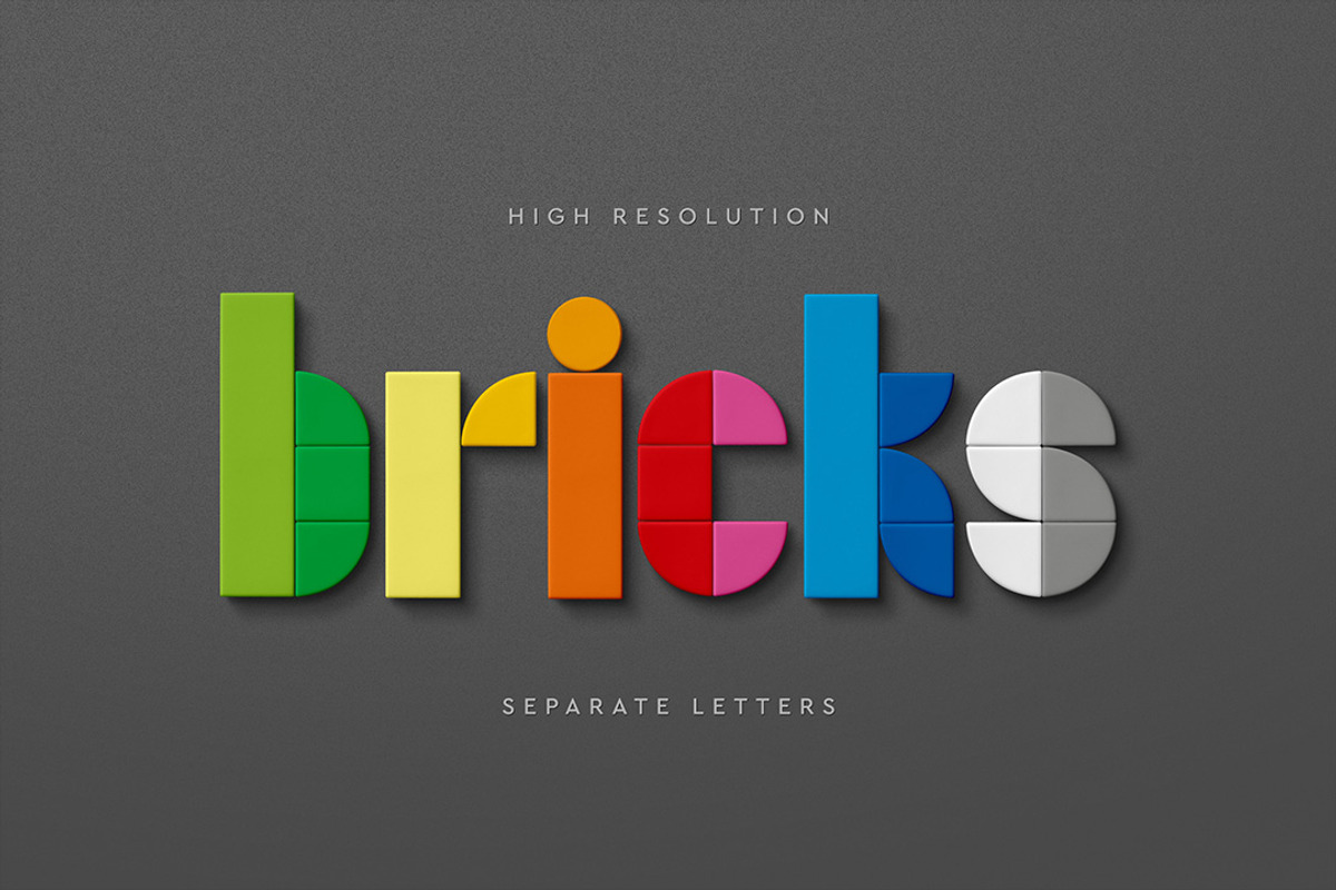 Bricks Toy Letters PSD - Alphabet, an Object Graphic by Avelina Studio (Photo 1 of 4)