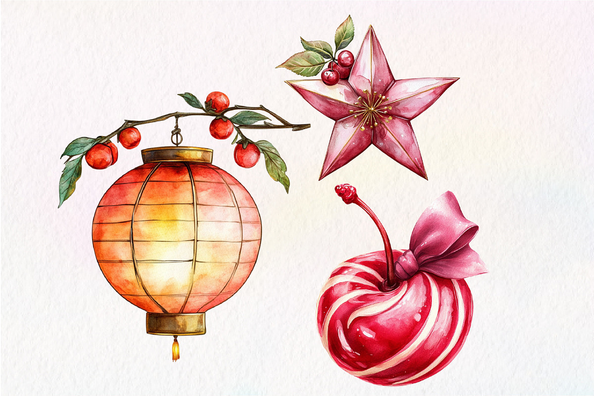 Midnight Cherry Christmas Clipart, an Illustration by Dream Creation (Photo 7 of 7)