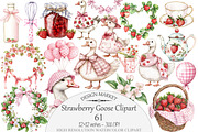 Watercolor Strawberry Goose Clipart, a Seasonal Illustration by Design Market (Thumbnail 1 of 5)
