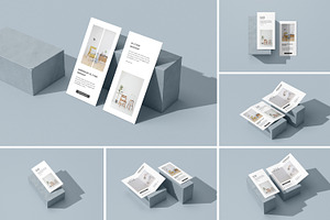 Bifold DL flyer mockup on a stone