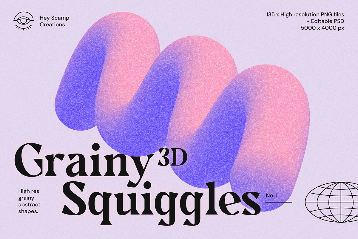 Grainy Gradient 3D Squiggles, an Object Graphic by Hey_Scamp (Photo 1 of 9)