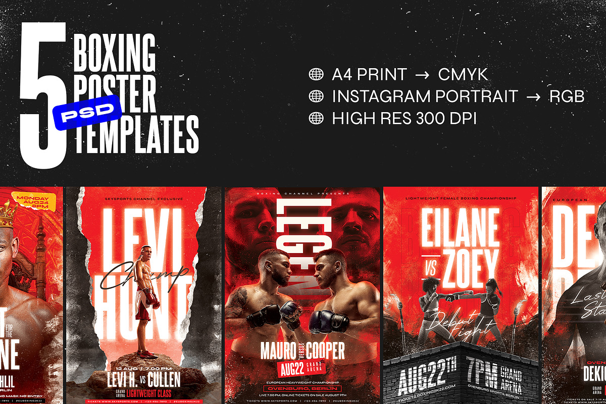 5 Boxing Flyer Templates, a Flyer Template by Bornx Design (Photo 1 of 6)