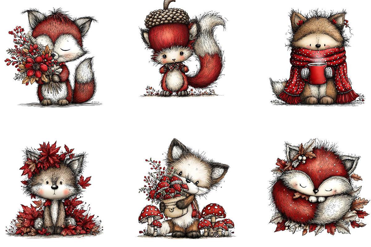 Chaotic Autumn Fox Clipart, a Seasonal Illustration by CreationArt (Photo 4 of 4)