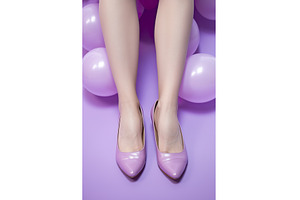 Pastel pink shoes and balloons with, a Beauty & Fashion Photo by Lermont51