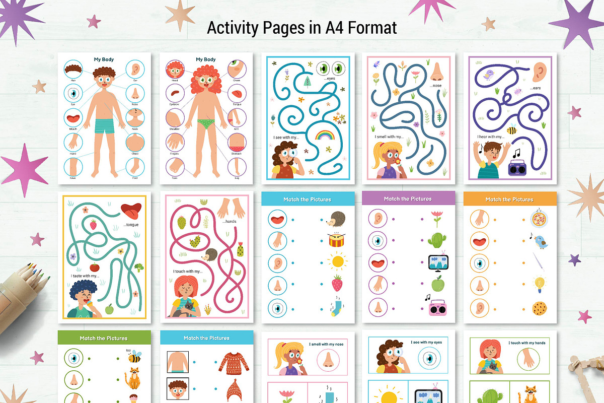 Body Parts Activity Pages, an Education Illustration by Gulnara Sabirova (Photo 5 of 12)