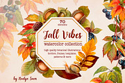 Fall Vibes watercolor floral clipart, an Illustration by Nadya Saen Art (Thumbnail 1 of 15)