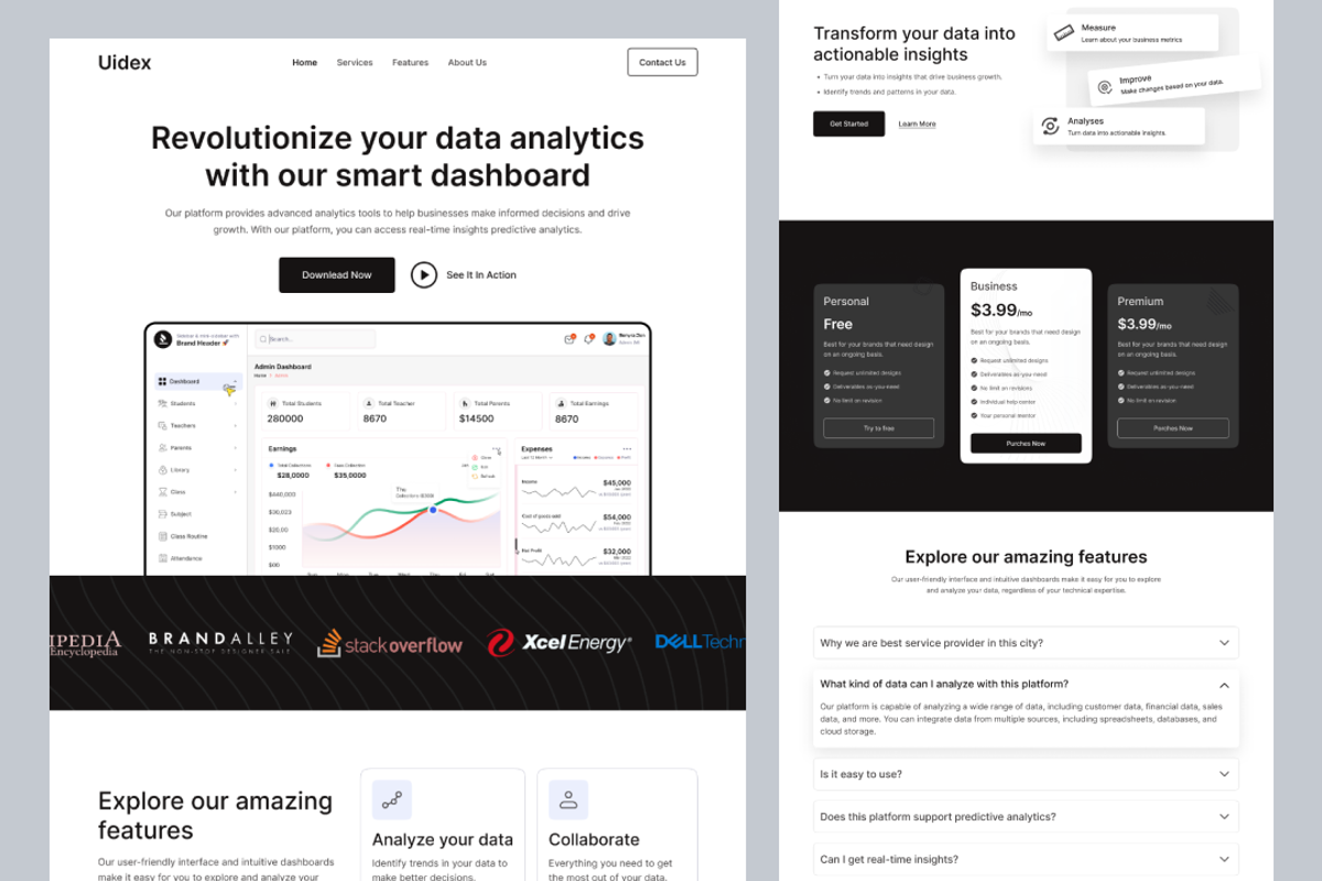 SAAS Landing Page Design, an UI Kit Template by UiDex (Photo 3 of 4)