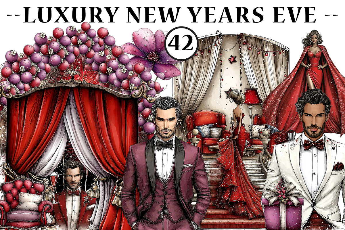 Luxury New Years Eve Clipart, an Illustration by CreationArt (Photo 1 of 5)