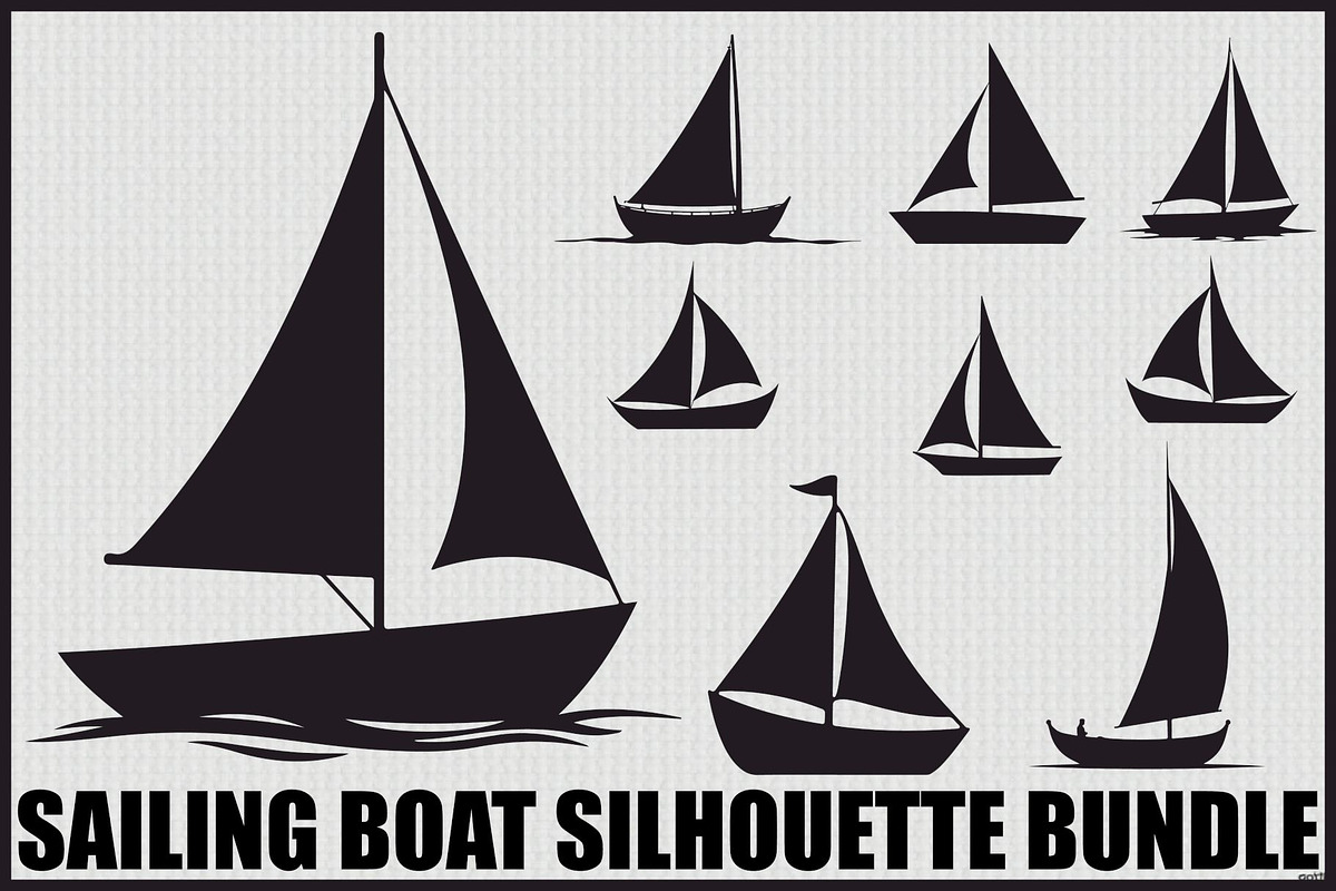 Sailing & Cargo Ship Silhouette Pack, an Illustration by Designs_River (Photo 1 of 9)