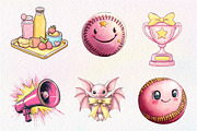 Retro Girly Baseball Clipart, an Illustration by CreationArt (Thumbnail 4 of 5)