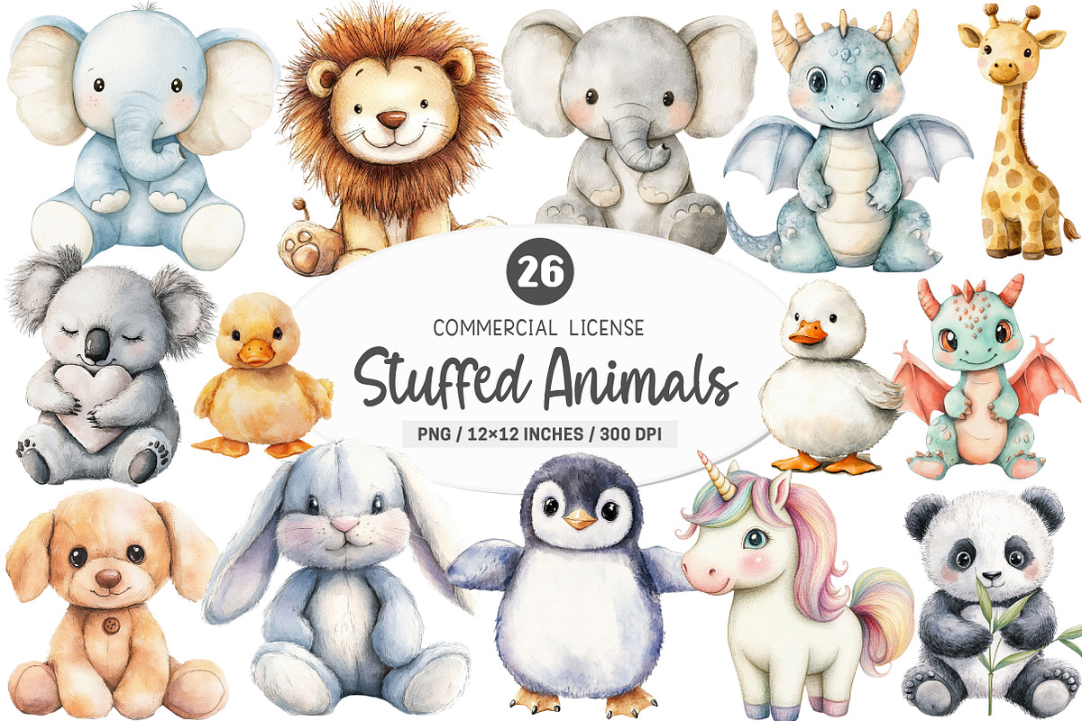 Stuffed Animals Clipart PNG, an Illustration by SinaCreation (Photo 1 of 5)