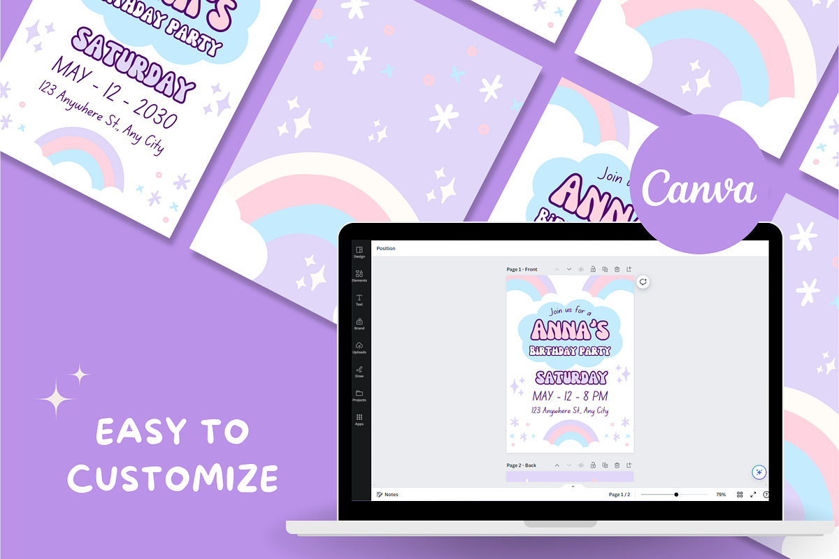 Pastel Dreams Birthday Canva, a Design Template by TemplateCastleStore (Photo 2 of 4)