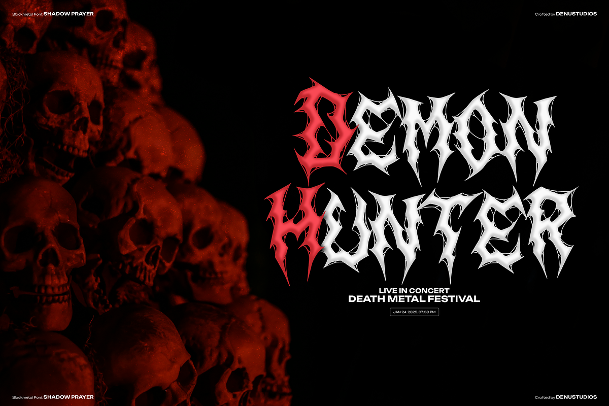 Shadow Prayer | Black Metal Font, a Blackletter Font by Denustudios (Photo 2 of 12)