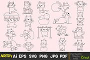 Funny Kawaii Workout Cat Clipart, an Animal Illustration by ARTify Illustrations (Thumbnail 2 of 3)