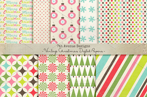 Vintage Christmas Digital Papers preview 2