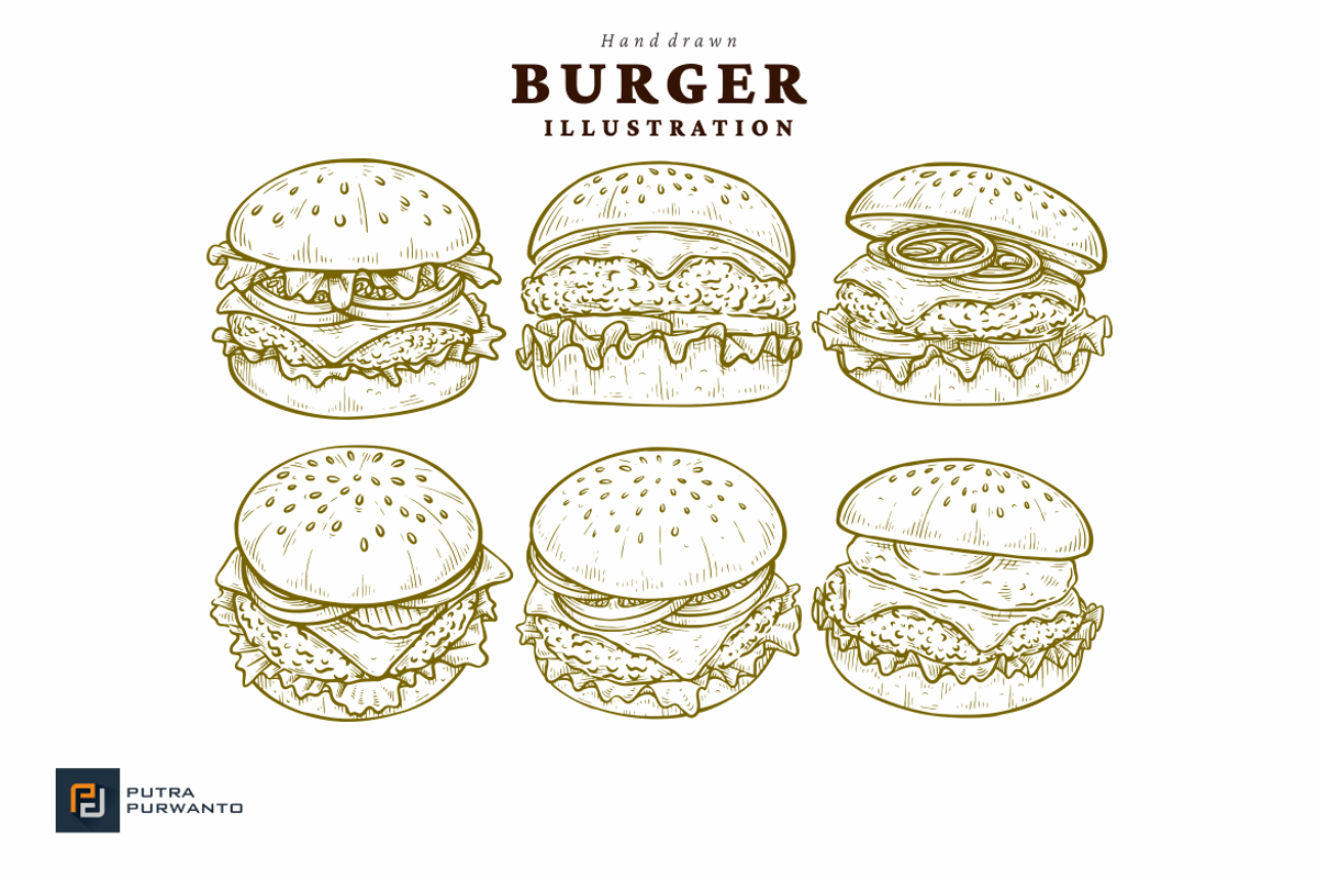 Hand Drawn Burger Illustration, a Food Illustration by putra_purwanto (Photo 1 of 2)