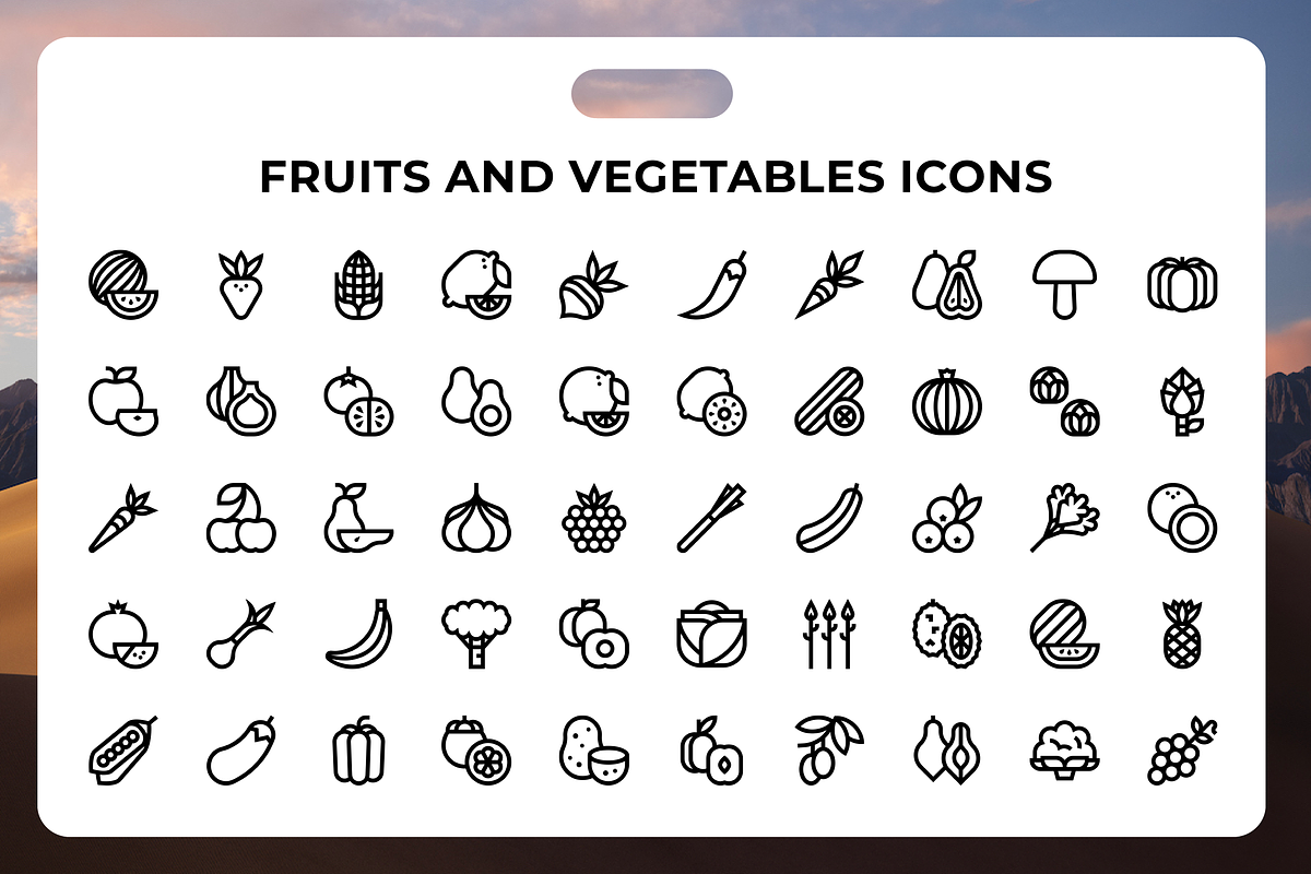 Fruits And Vegetables Icons, an Icon by Wencory