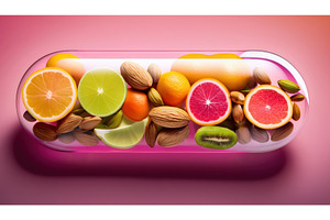 A vibrant capsule filled with fruits, a Food & Drink Photo by Igor Tichonow