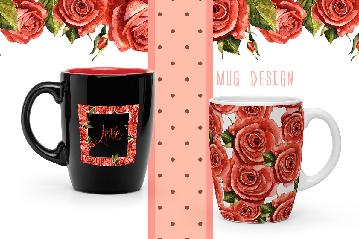 Red roses PNG watercolor flower set, a Seasonal Illustration by WatercolorPNG.com (Photo 4 of 8)