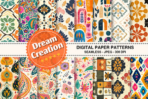 Boho Seamless Digital Papers, a Texture Graphic by Dream Creation
