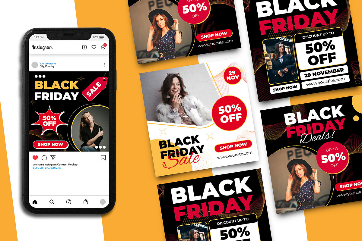 Black Friday Instagram Post Template, a Social Media Template by Artnivora.Std