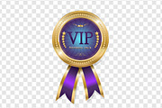 Golden VIP Badge with Purple Ribbons, a Decorative Illustration by PsychocheArt (Thumbnail 3 of 3)