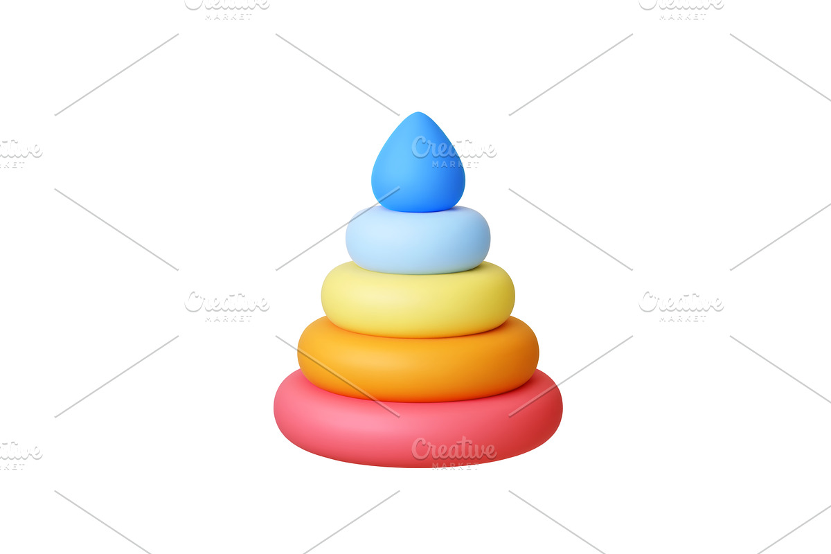 Pyramid toy 3d icon. Isolated, an Education Illustration by Valerie Bodnar