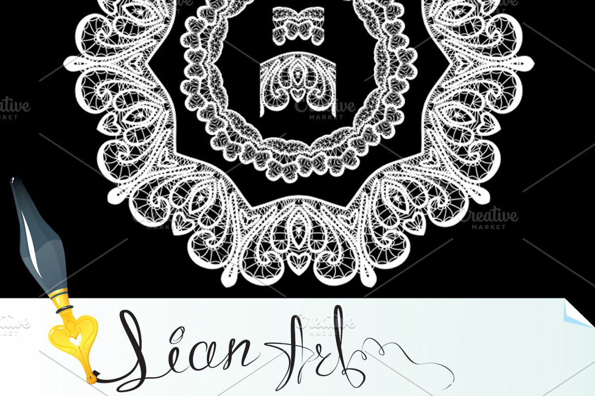 Round Frame - floral lace ornament, a Pattern Graphic by Lian-art