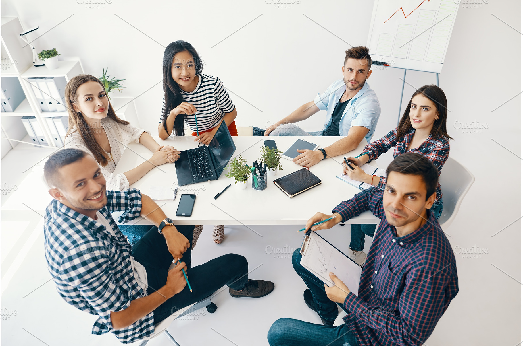 Smiling diverse group of young, a Business Photo by Gladkov photography