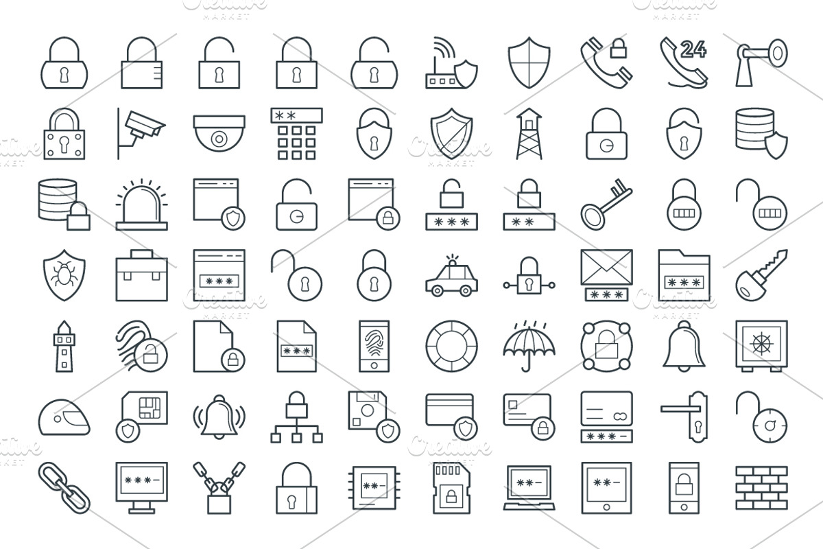 100+ Security Vector Icons, an Outline Icon by Vectors Market