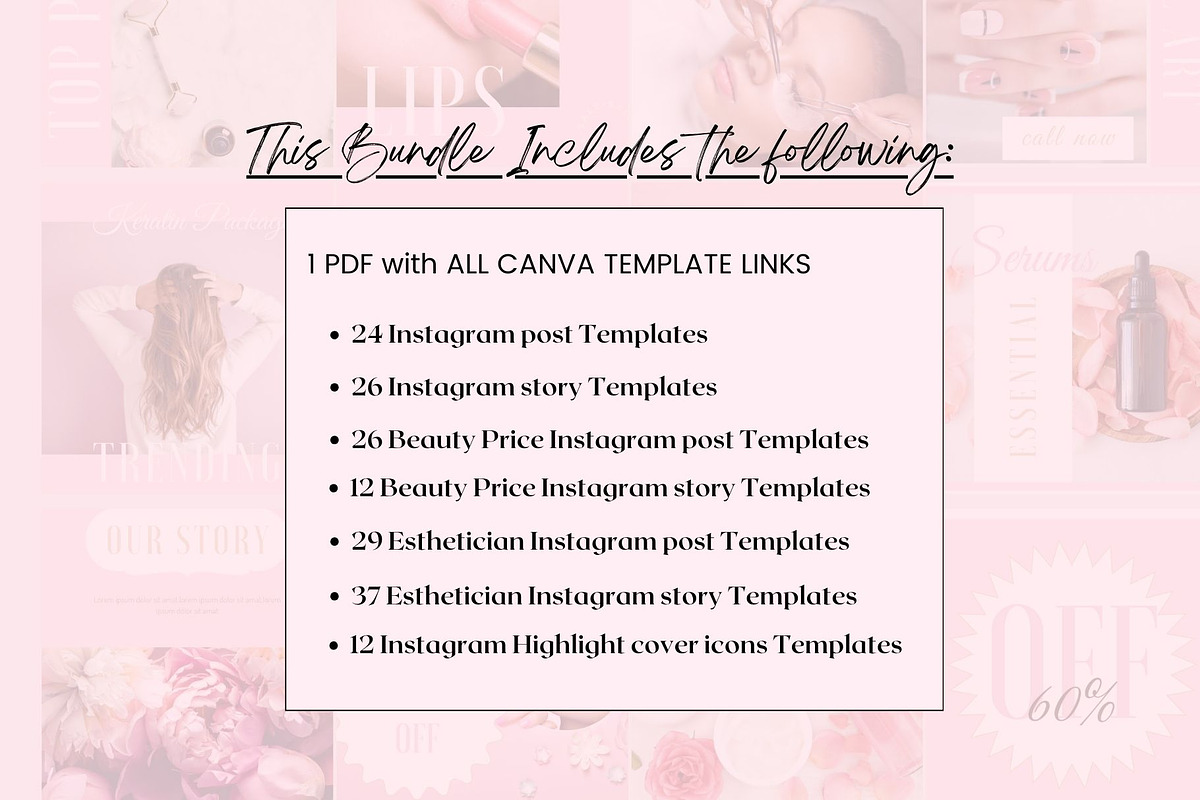 Beauty Instagram Templates Canva, a Social Media Template by Deepa Template Studio (Photo 3 of 19)