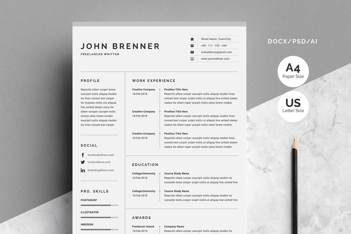 Minimalist Resume, a Resume Template by White Graphic