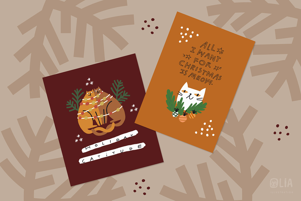 Christmas cats | 100% hand drawn, an Animal Illustration by Olia (Photo 10 of 14)